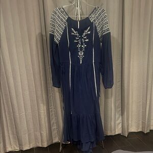 Free People Midnight Blue Embroidered Dress